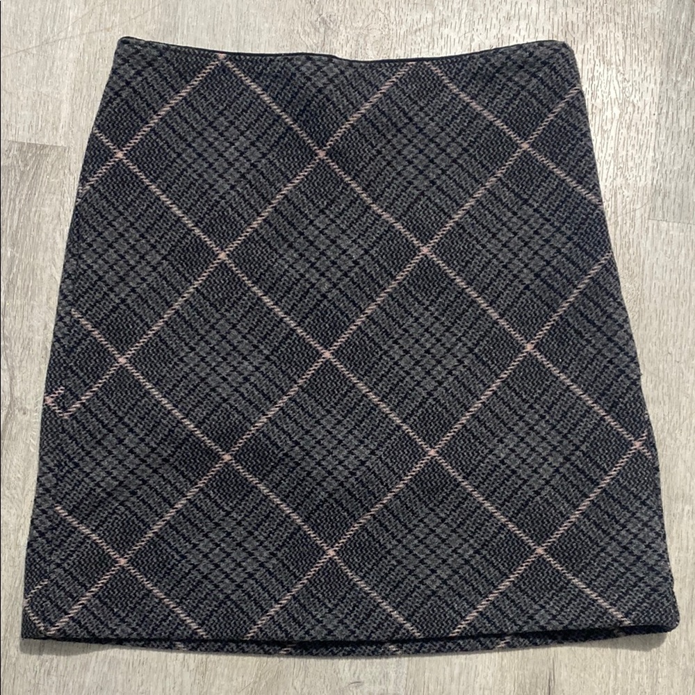 Abercrombie & Fitch Black Plaid Pencil Skirt with Pink Windowpane